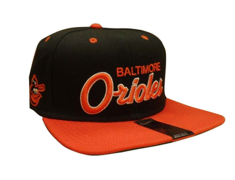 Nike Vintage Two Toned Script Baltimore Orioles Black/Orange Snapback Hat / Cap